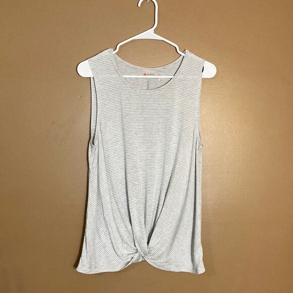 NWOT Zella Gray & White Striped Twisted Tank Sz Small - Picture 3 of 7